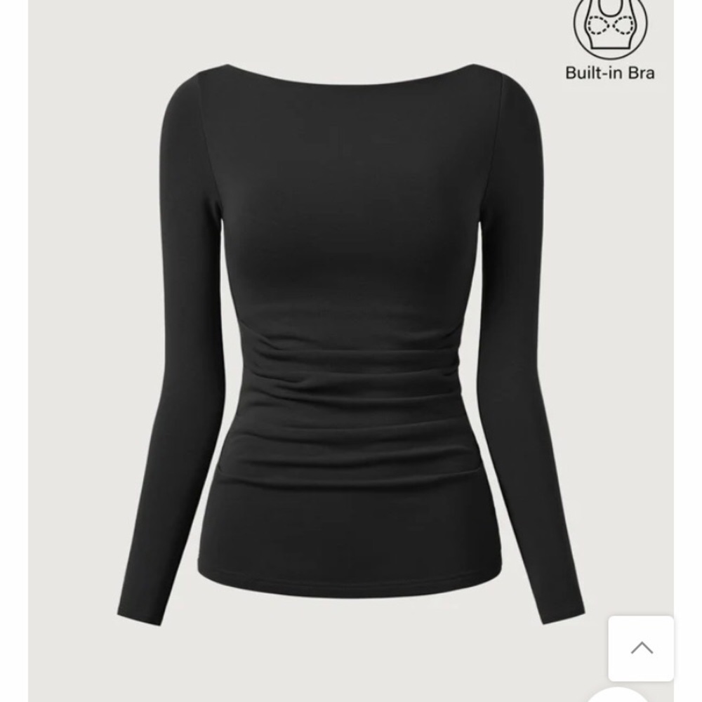 OGL Black Fitted Ruched Long Sleeve Top NWT!